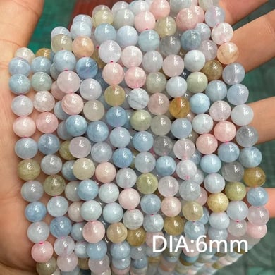 1 String Romantische Serie Süße Rosa Beryll Naturstein Schmuck Perlen h5 